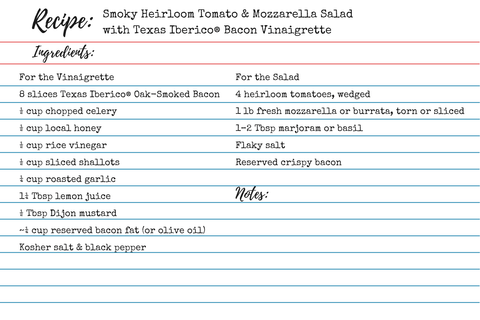 Smoky Heirloom Tomato & Mozzarella Salad with Bacon Vinaigrette