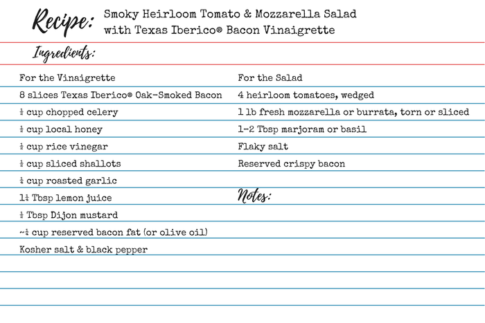 Smoky Heirloom Tomato & Mozzarella Salad with Bacon Vinaigrette