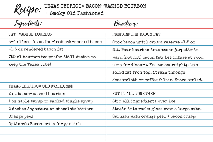 Texas Iberico® Bacon–Washed Bourbon & Smoky Old Fashioned