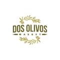 Logo of Dos Olivos Market with olive branch designs on a white background